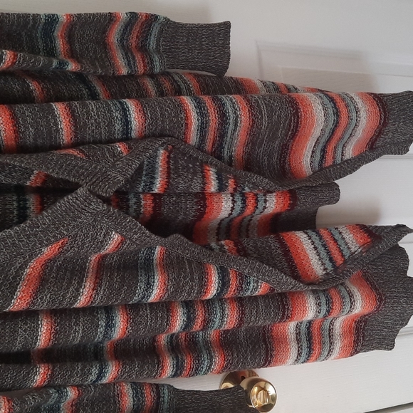 Torrid cardigan, grey with colorful stripes, size 1 - Picture 3 of 3